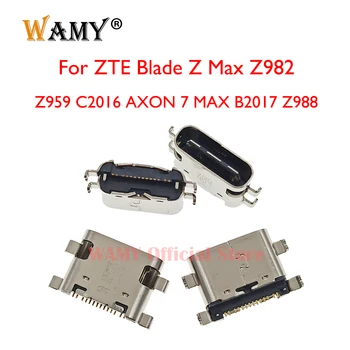 2-50 бр. USB докинг станция за зареждане, Порт за Зарядно устройство, Конектор за ZTE Blade Z Max Z982 Z959 C2016 AXON 7 MAX B2017 Z988 Type C Jack Plug