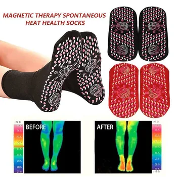 2 бр./чифт Турмалиновых магнитни чорапи, Самонагревающиеся терапевтични магнитни Унисекс чорапи, топли Зимни спортни чорапи за бягане на открито