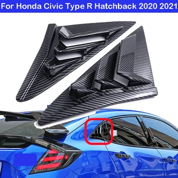 2 елемента Странични Щори На Прозореца на колата, За да Хечбек Honda Civic Type R 2020 2021 Черен Стикер от Въглеродни Влакна с черен вентиляционным дупка