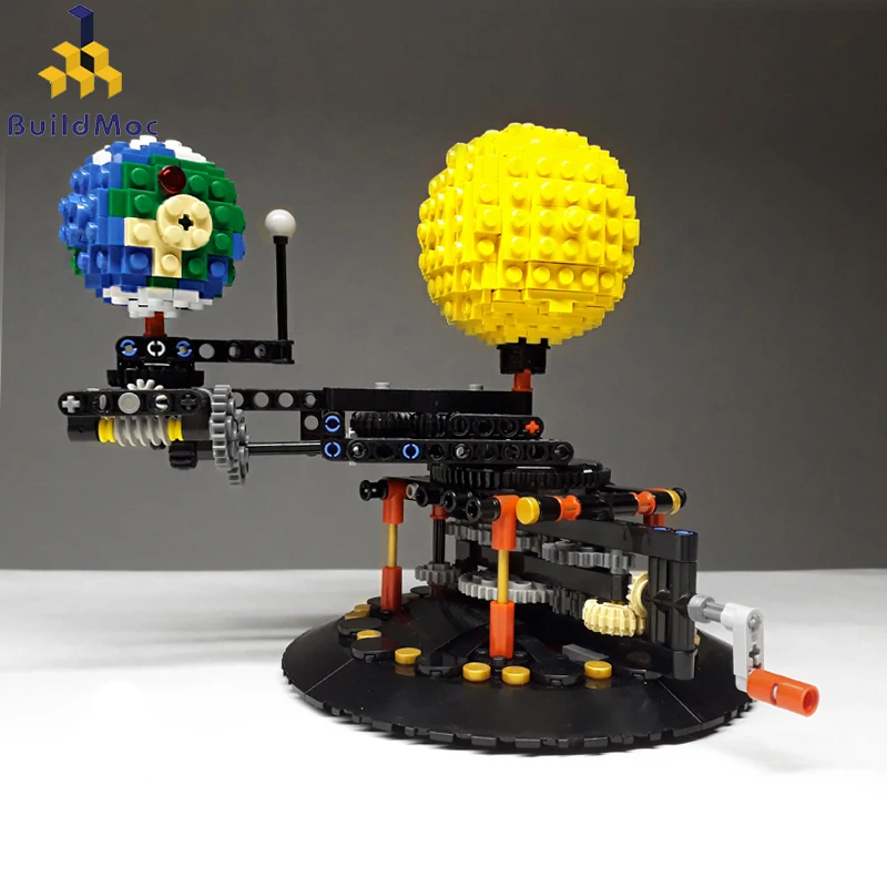 MOC Creative Земята, Луната и Слънцето 4477 Идеи Orrery Spin Model WORLD САМ Диамантени Мини Микро Строителни Блокове Комплекти Тухли Играчки Подаръци . ' - ' . 0