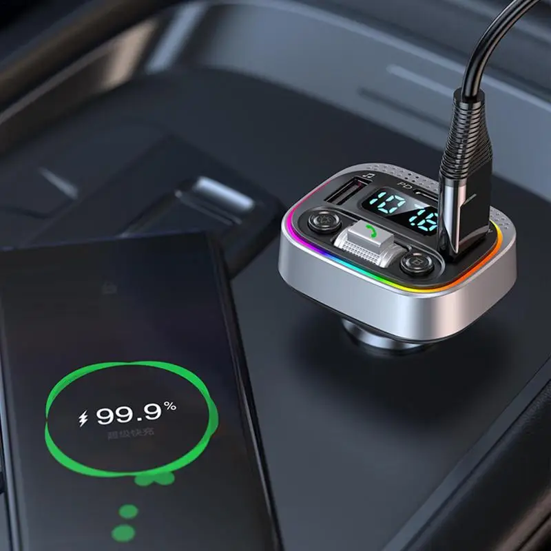 Автомобилен Bluetooth предавател 5.0 FM, Авто радиомодулятор, MP3 плейър, Автоматичен Безжичен музикален плейър с усилвател и 3 USB порта . ' - ' . 3