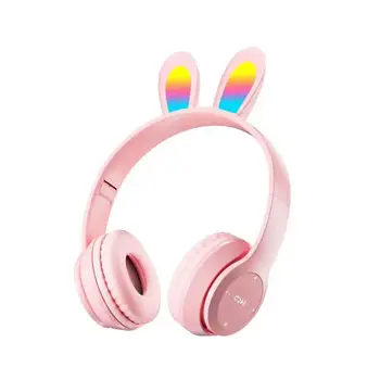 2022 Нови безжични слушалки RGB с заячьими уши, слушалки с микрофон, музикални слушалки за прекрасни момичета, детска слушалки