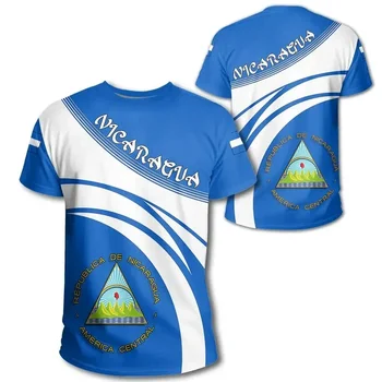 2023 Нова тениска с 3D флага Никарагуа, Ежедневни мъжки дрехи, Модерен топ за мъже и жени, дишаща тениска, тениска оверсайз, къс