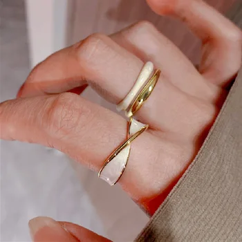 2023 Нови Пръстени с пластове лед под формата на Кръст Златен цвят за жени, двойки, Модни Реколта Изискан пръстен ръчно изработени Бижута, подаръци