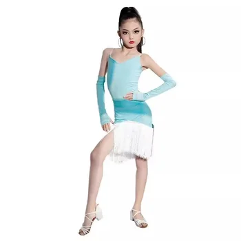 2023 Ново пролетно-лятна рокля за латино танци за момичета, професионално оборудване за състезания, Бебешки дрехи за изпълнения