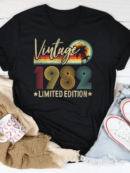 2023 Реколта женска тениска с ограничен тираж от 1982 г., Къса Женска тениска с графичен принтом, върхове Camisetas Mujer y2k top