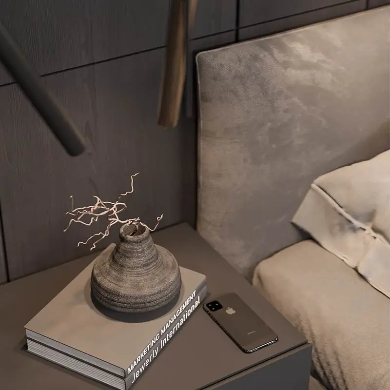 Модерна проста кърпа изкуство Италиански минимализъм лукс начало спалня двойна стая . ' - ' . 2