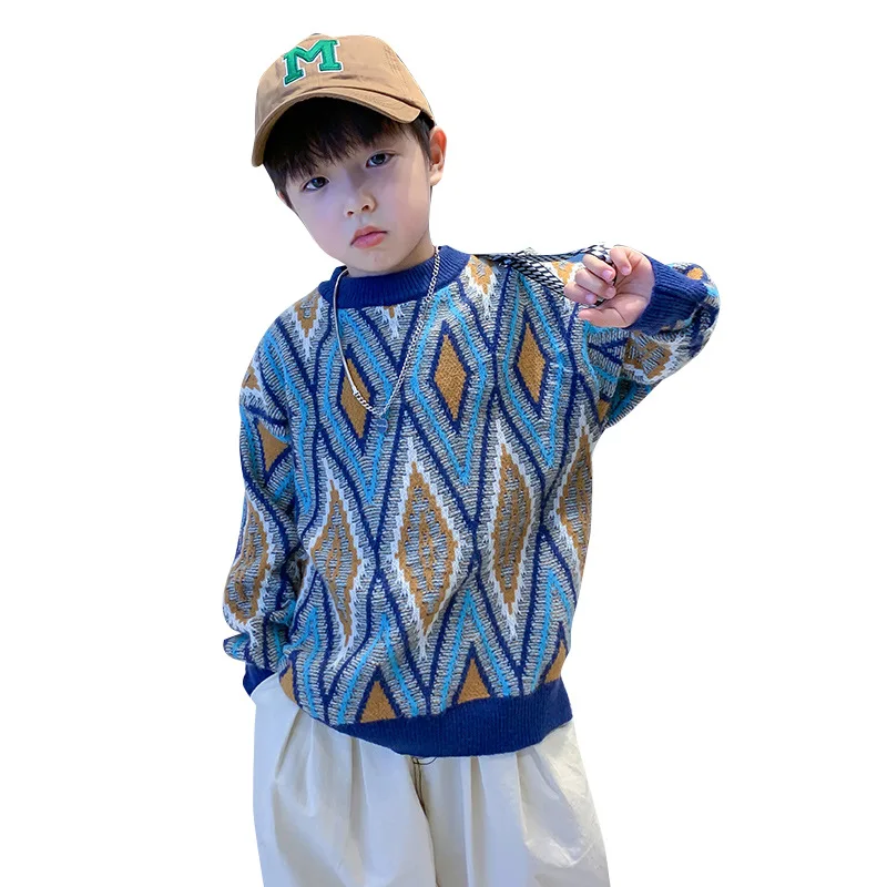 Популярният пуловер за момчета с кръгла яка лого, пуловер, за да се прави, новост зимата 2023, детски пуловери cuhk, детски пуловер . ' - ' . 4