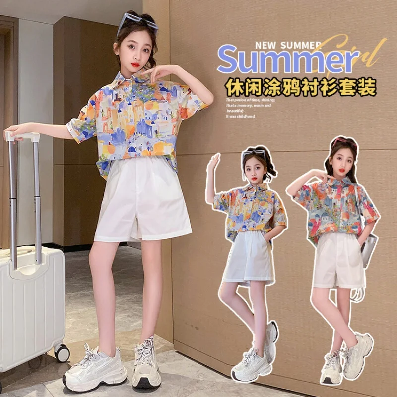 Летни дрехи За момичета, Набор в Горната и долната дрехи за Момичета от 4 до 16 Години, на Новост на Пролетта 2023 Г., Детски Връхни Облекла в Корейски Стил за малките деца . ' - ' . 2