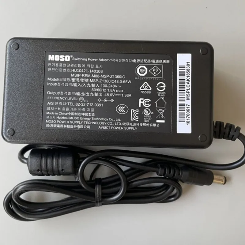 Оригинален MOSO 48V 1.36 A 65W Адаптер ac Зарядно устройство За Видео Hikvision POE захранване на МПП-Z1360IC48.0-65W HU10421-14010A . ' - ' . 1