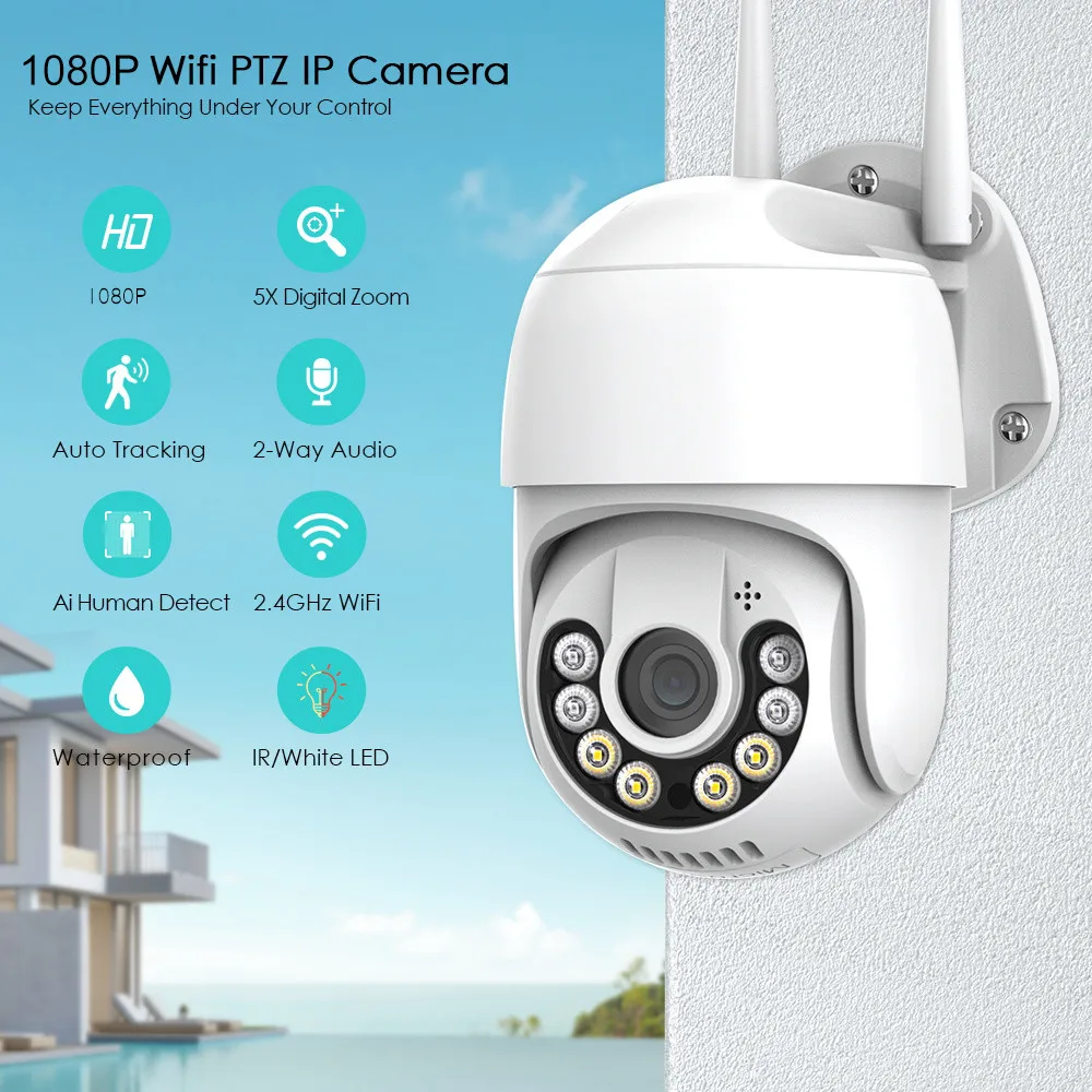 1/2 бр. WIFI IP Камера Външна Сигурност Цветна Нощният 2-Мегапикселова Безжична Камера за Видеонаблюдение Smart Human Detection iCSee . ' - ' . 1