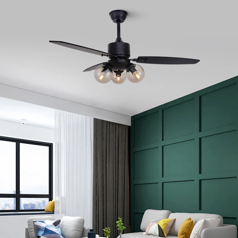 Модерен вентилатор на тавана PLLY с подсветка, креативна стъклена лампа Nordic с дистанционно управление на Белия цвят за дома, хол, Спалня . ' - ' . 1