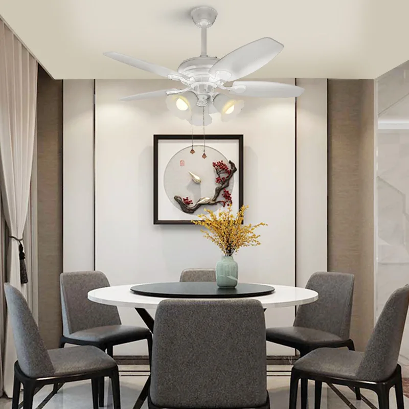 Модерен вентилатор на тавана PLLY с подсветка, креативна стъклена лампа Nordic с дистанционно управление на Белия цвят за дома, хол, Спалня . ' - ' . 2