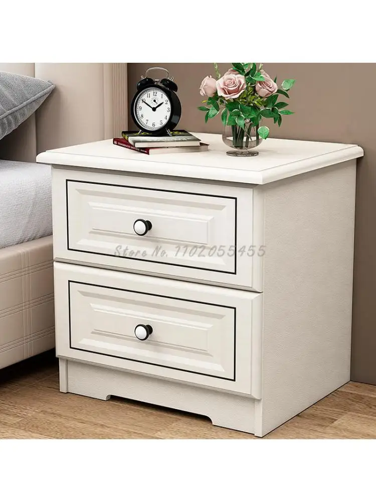 Лека луксозно нощно шкафче прост модерен бял нощни шкафче в скандинавски стил, икономичен, лесен шкафче за спалня в комплект . ' - ' . 3