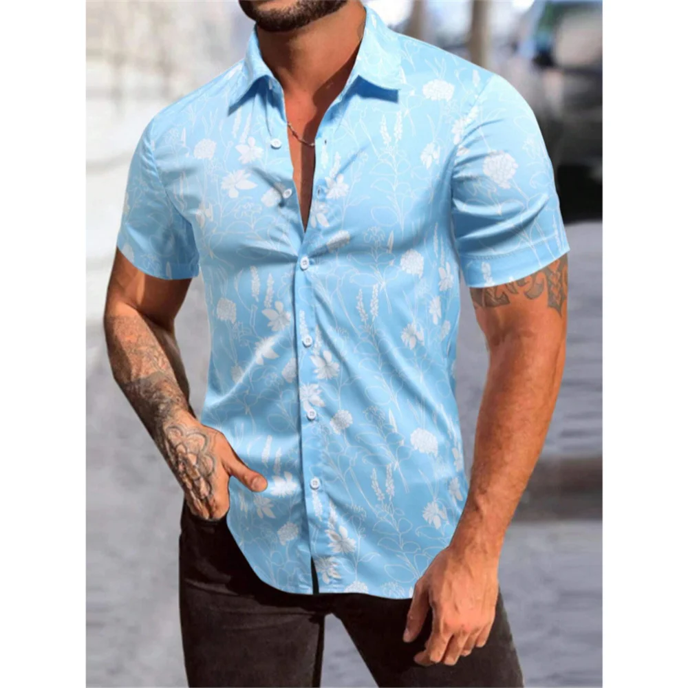 Мъжки дрехи, Социални ризи, Мъжка тениска с къс ръкав, с Модерна риза с принтом Рози 2023, Ежедневни Свободни блузи, Тениски, Мъжки тениски . ' - ' . 4