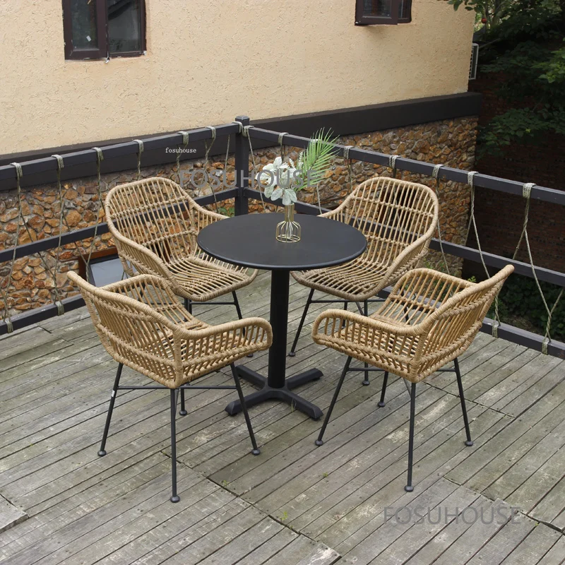 Лесна градинска мебели в скандинавски стил, Стол от ратан на балкона за вътрешния двор, Градина, Улица чай масичка, Стол за почивка, улични столове от ратан . ' - ' . 0