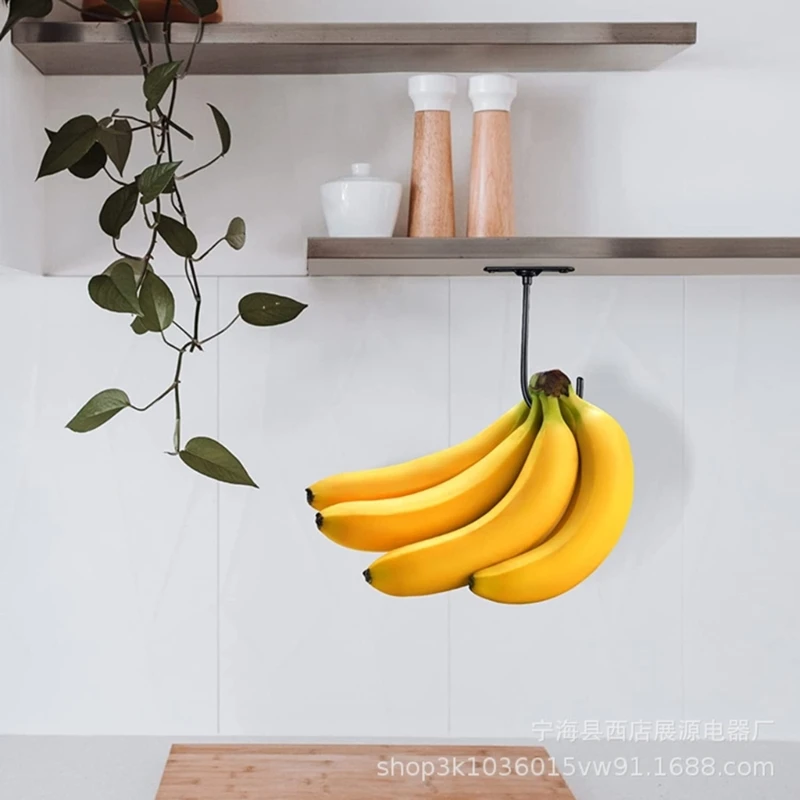 Самоклеящийся кука-банан, Метална закачалка-банан под шкаф, Кука за банани или други кухненски аксесоари, за съхранение на банани . ' - ' . 1