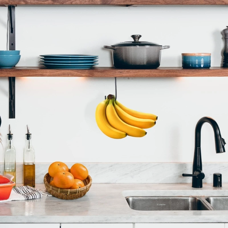 Самоклеящийся кука-банан, Метална закачалка-банан под шкаф, Кука за банани или други кухненски аксесоари, за съхранение на банани . ' - ' . 3