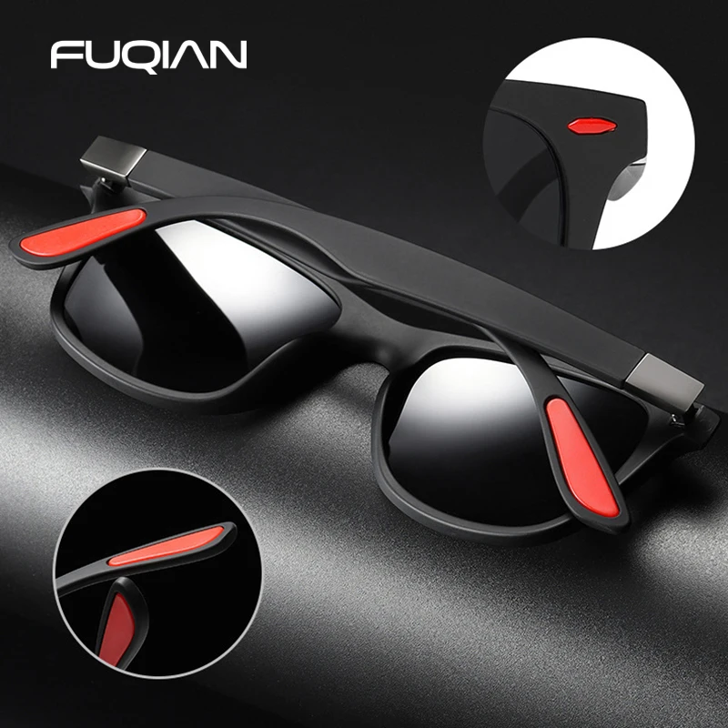 Спортни Поляризирани Слънчеви очила, Мъжки, Женски Класически Квадратни Пластмасови Слънчеви Очила За Шофиране, Мъжки Модни Черни Външни нюанси UV400 . ' - ' . 1