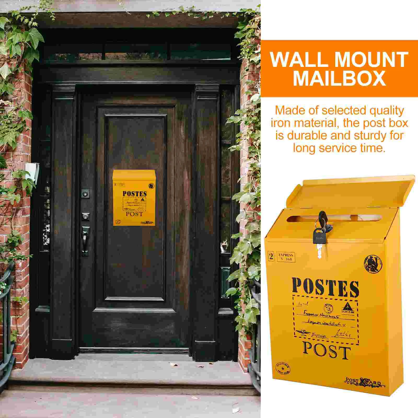 Пощенска кутия с ключалка в Ретро стил, пощенска кутия за писма, монтиран на стената пощенската кутия, Пощенската кутия за вестниците . ' - ' . 1