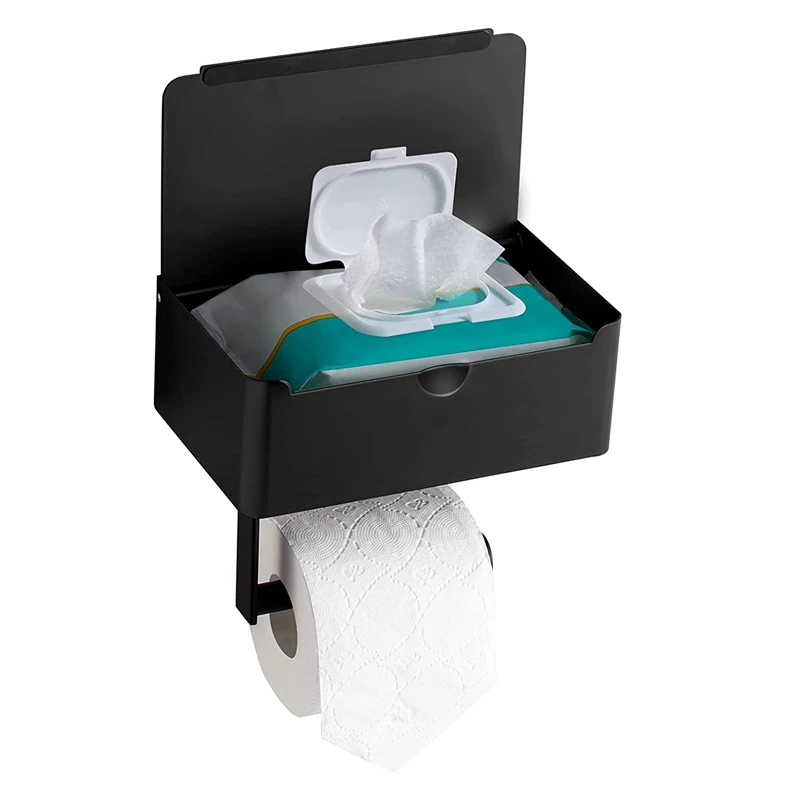 Държач за тоалетна хартия с диспенсером за смываемых кърпички и рафтове за телефон, стенен държач за ролята на тоалетни кърпички . ' - ' . 5