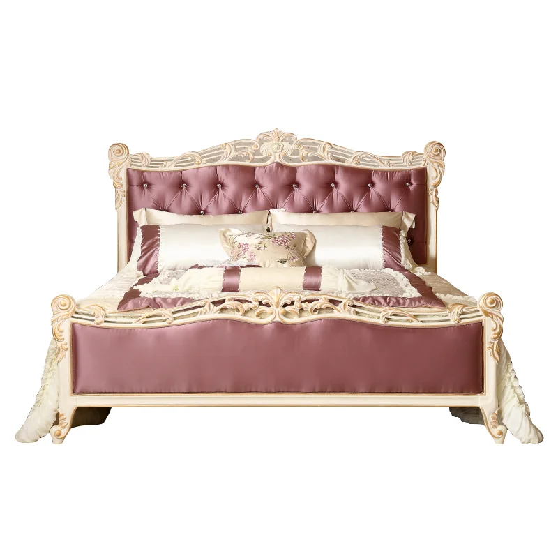 Европейската легло в луксозна издълбани от масивна дървесина двойна френска сватбена принцеса мебели за вила на поръчка . ' - ' . 4