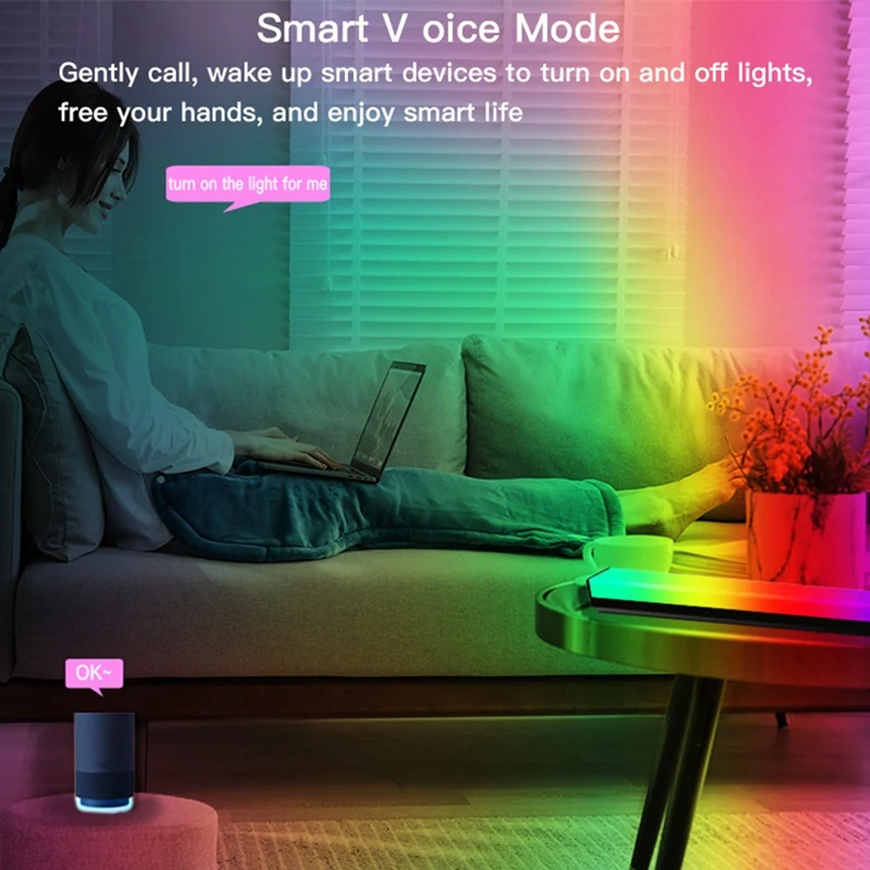 Wifi Smart LED Light Bar RGB Двигател светлина Синхронизиране на музика, с монтиран на стената телевизор Украса на компютърни игри стая лека нощ . ' - ' . 1