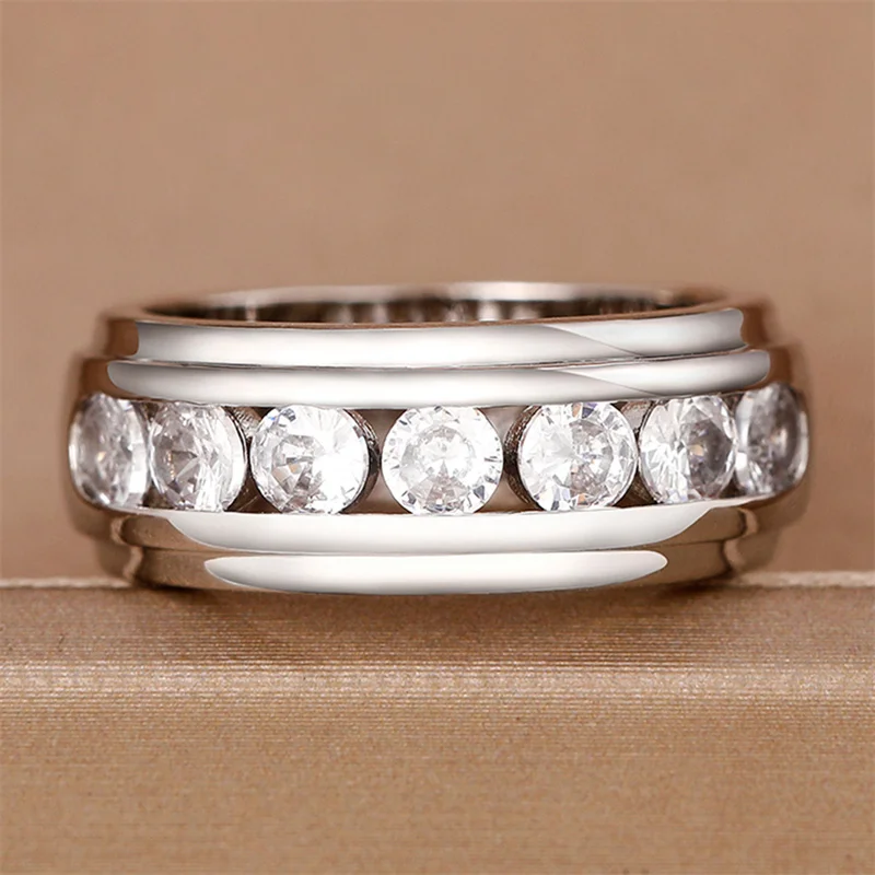 Сребърни Двойка пръстени с кръгла кубическим Цирконием Обикновен Универсален дизайн на Годежни пръстени, Пръстени за влюбени Ефектните Бижута . ' - ' . 0
