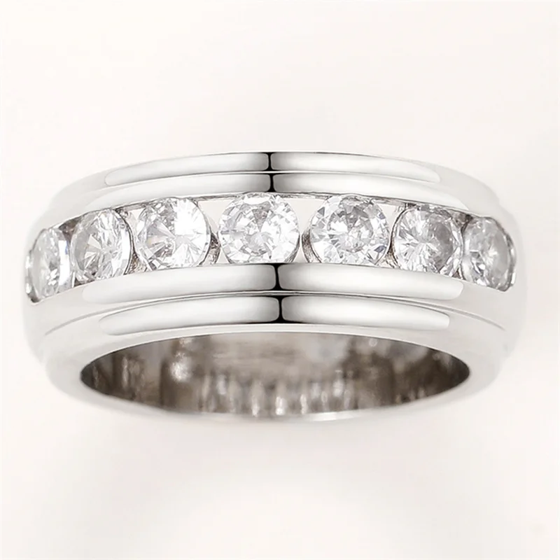 Сребърни Двойка пръстени с кръгла кубическим Цирконием Обикновен Универсален дизайн на Годежни пръстени, Пръстени за влюбени Ефектните Бижута . ' - ' . 2