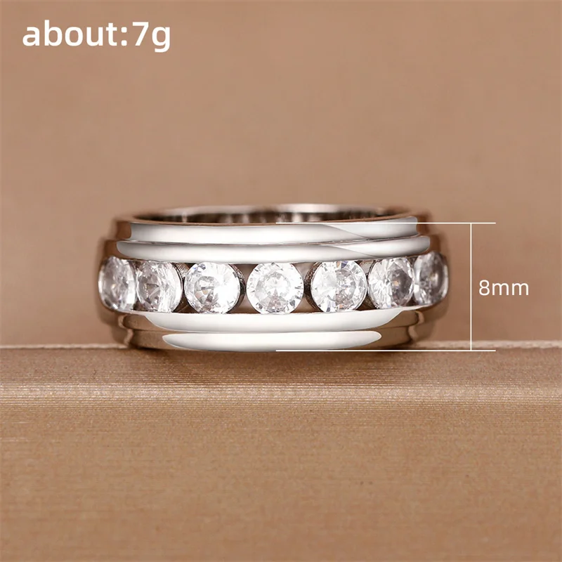 Сребърни Двойка пръстени с кръгла кубическим Цирконием Обикновен Универсален дизайн на Годежни пръстени, Пръстени за влюбени Ефектните Бижута . ' - ' . 5