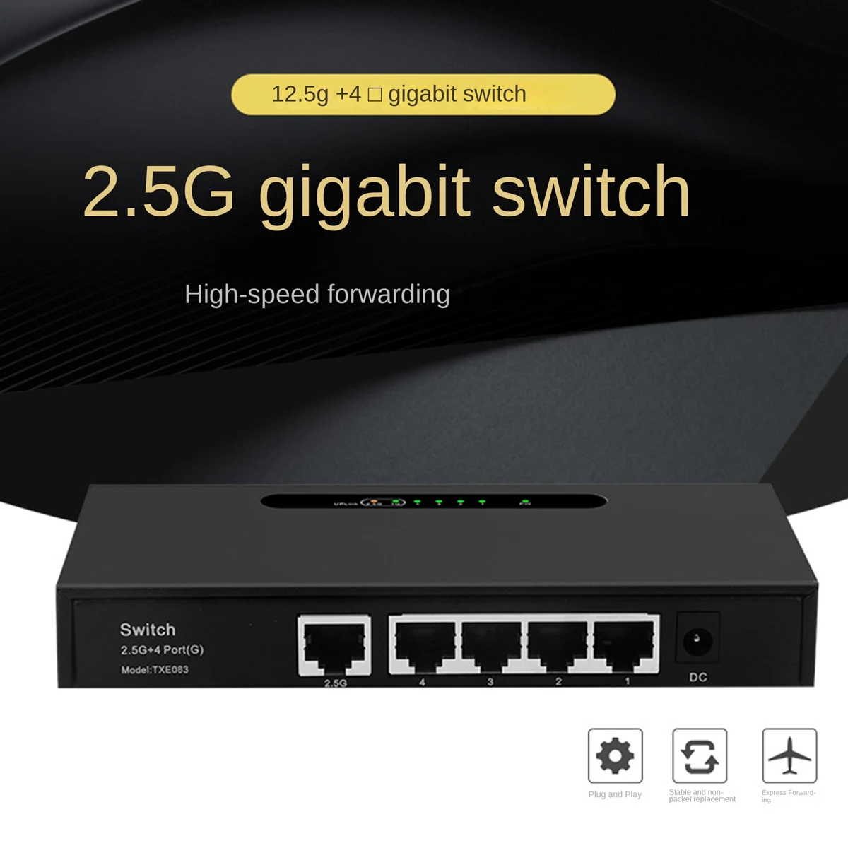 TXE083 Gigabit switch 2,5 G, 4-портов Ethernet switch, Unmanaged switch, Штепсельная вилица ЕС . ' - ' . 0