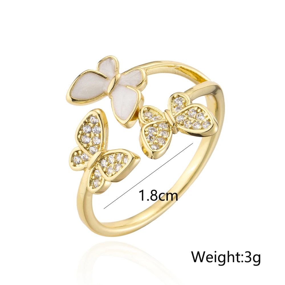 cmoonry 2023 Модно златен пръстен-пеперуда с висулки на пръст, Външен дизайн, Регулируема, Луксозни сватбени декорации с кубическим цирконием ААА-подарък . ' - ' . 3