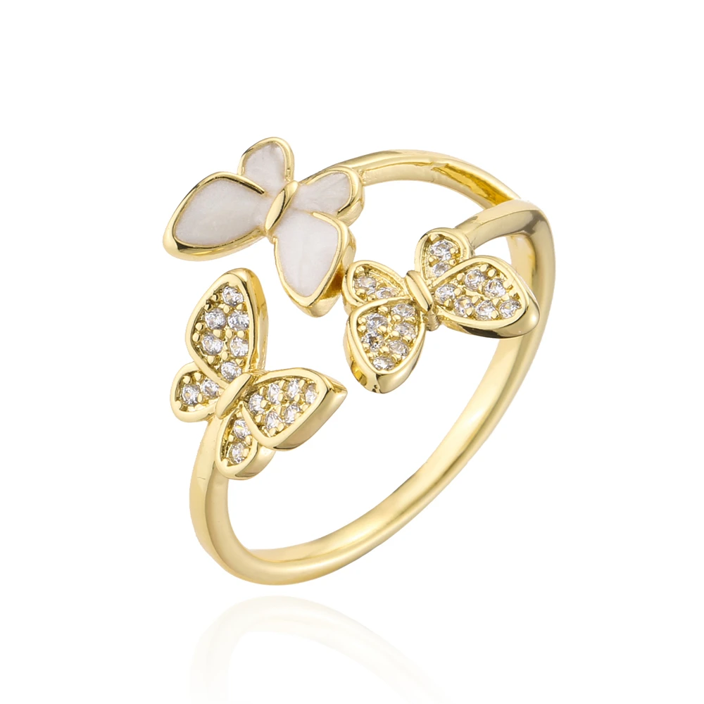 cmoonry 2023 Модно златен пръстен-пеперуда с висулки на пръст, Външен дизайн, Регулируема, Луксозни сватбени декорации с кубическим цирконием ААА-подарък . ' - ' . 4
