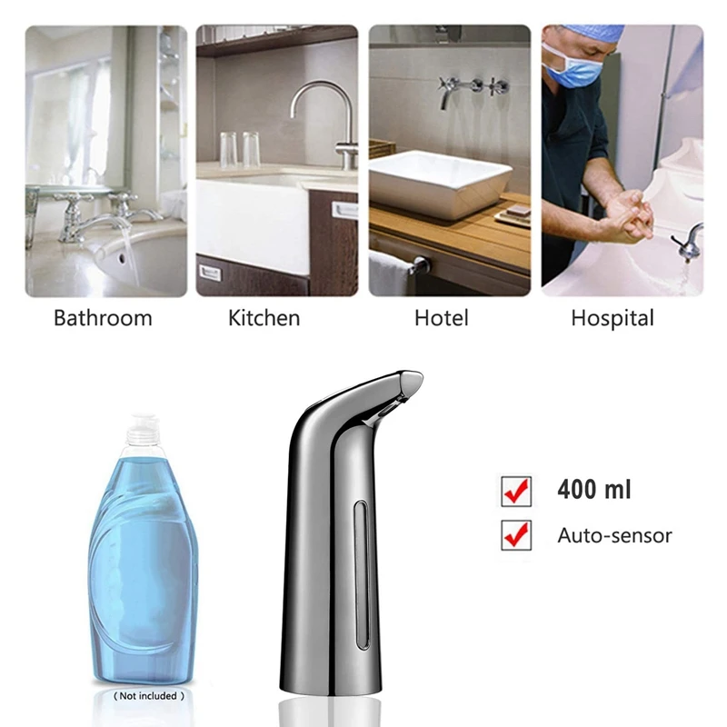 Автоматично безконтактно опаковка сапун 400 мл, Автоматично дозиране система сапун със сензор, Захранващи сапун за съдове За кухня, баня, Хотел CNIM Hot . ' - ' . 3