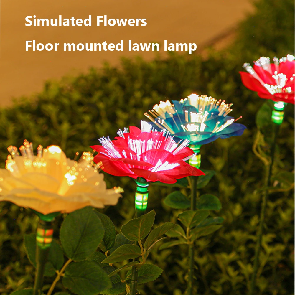 Led Слънчеви Външни светлини, Имитация на цветето Роза на слънчеви батерии, лампа за рози 200 ма, лампа за вътрешния двор . ' - ' . 1