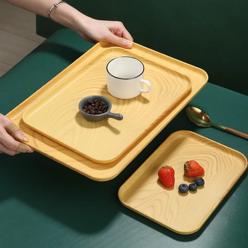 Пластмасова тава Японски Творчески дървен Палет Правоъгълна тава за съхранение В хола Органайзер за съхранение на хляб, Чиния за съхранение на бижута . ' - ' . 1
