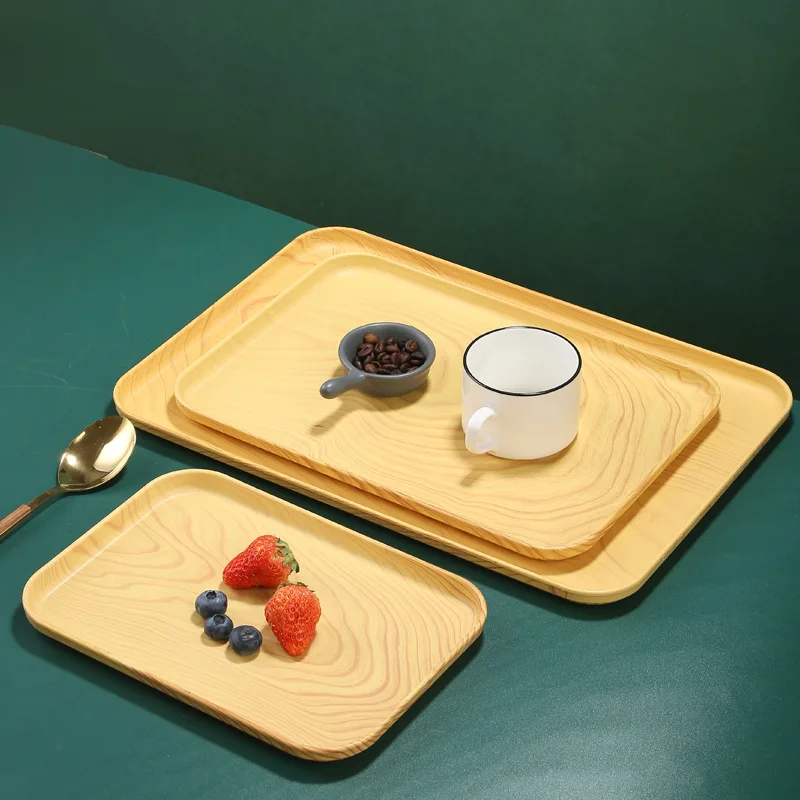 Пластмасова тава Японски Творчески дървен Палет Правоъгълна тава за съхранение В хола Органайзер за съхранение на хляб, Чиния за съхранение на бижута . ' - ' . 2