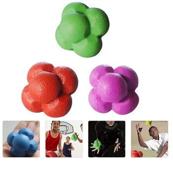 3 бр. шестостенни топка за тренировка фитнес, екшън топки за упражнения, обзавеждане за софтбол от силикагел