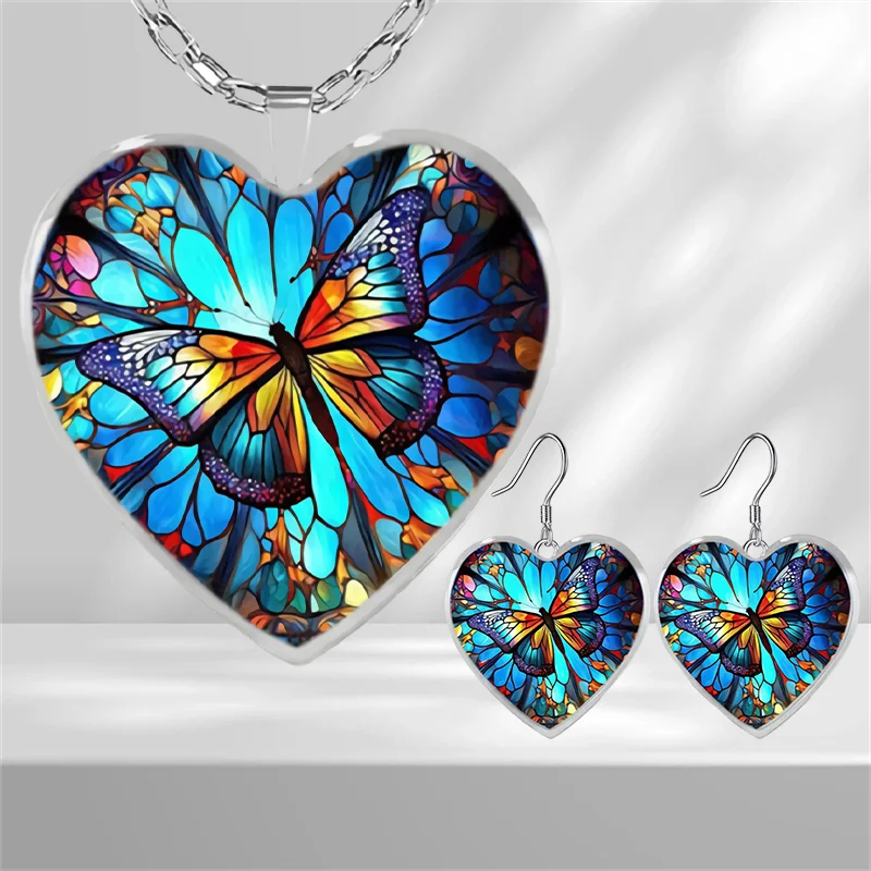Цветни Стъклени обици-висулки с пеперуди на зелен цвят във формата на Сърце, Изискан Бала Нощ, подарък За Рожден Ден, Бижута . ' - ' . 4