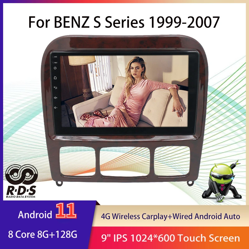 Android 11 восьмиядерный Авторадио за Стерео BENZ S серията 1999-2007, автомобилен GPS навигатор, мултимедиен плеър с RDS, Wifi 4G Carplay . ' - ' . 0