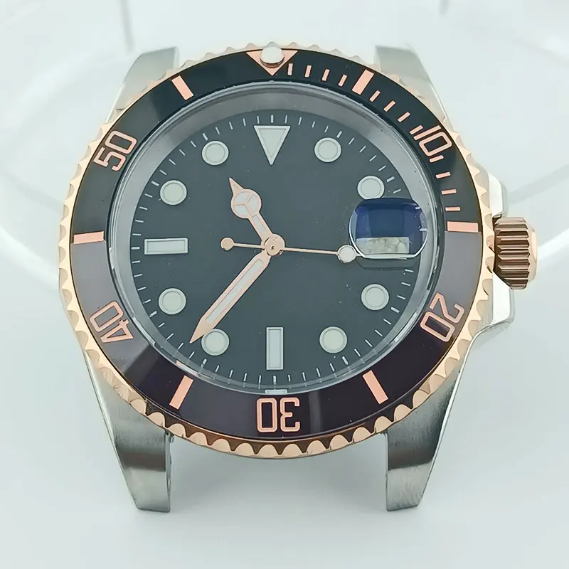 40 мм сребристо-розов часовник корпус от неръждаема стомана, сапфирен кристал, прозрачен задната част на кутията, може да се създаде циферблат с логото на марката, да отговарят на механизъм за NH36 . ' - ' . 1
