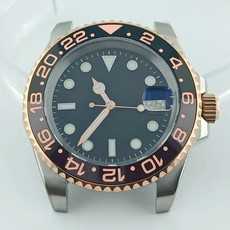 40 мм сребристо-розов часовник корпус от неръждаема стомана, сапфирен кристал, прозрачен задната част на кутията, може да се създаде циферблат с логото на марката, да отговарят на механизъм за NH36 . ' - ' . 5