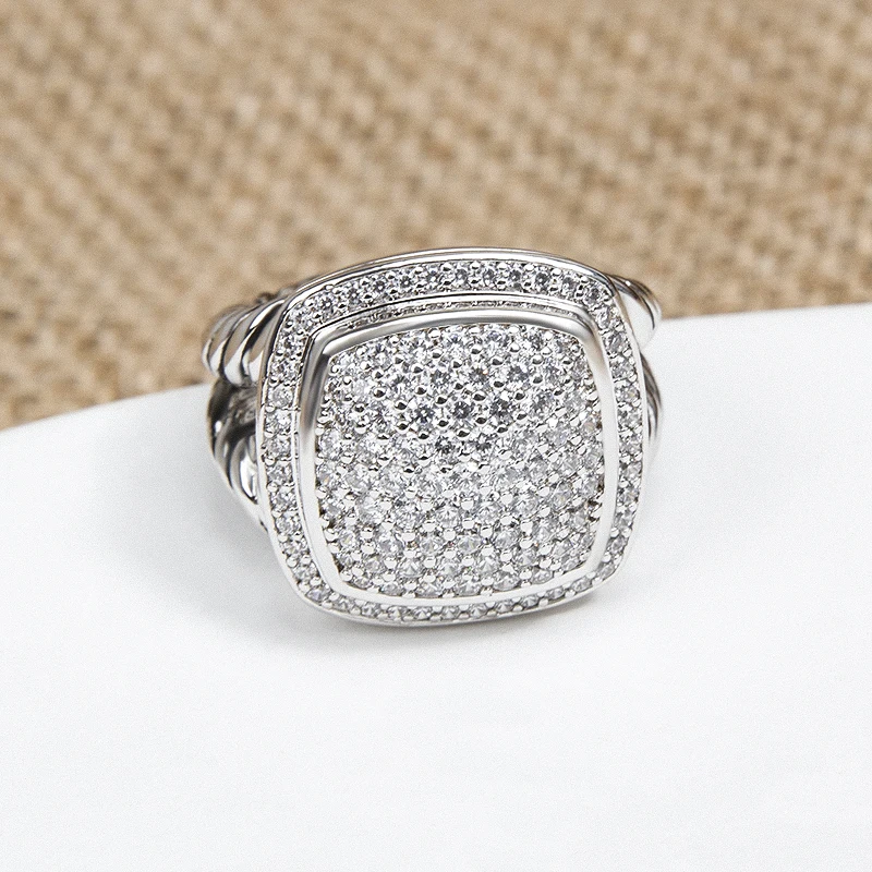 Дейвид Юрман, Пенливи пръстен с фианитом Диаметър 17 мм, с покритие от бяло злато, Персонални пръстен с обрат-дизайн . ' - ' . 3