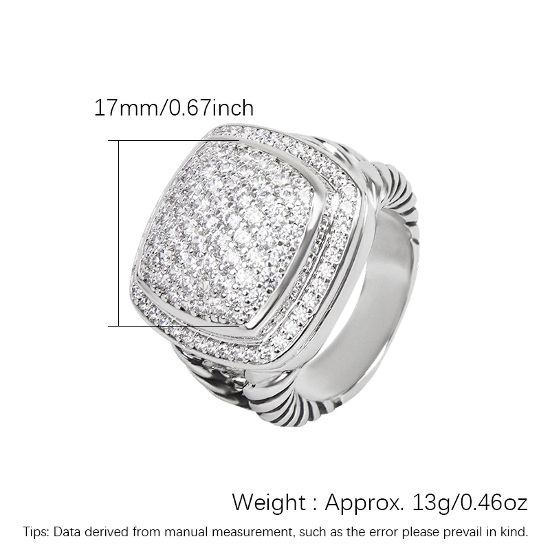 Дейвид Юрман, Пенливи пръстен с фианитом Диаметър 17 мм, с покритие от бяло злато, Персонални пръстен с обрат-дизайн . ' - ' . 5