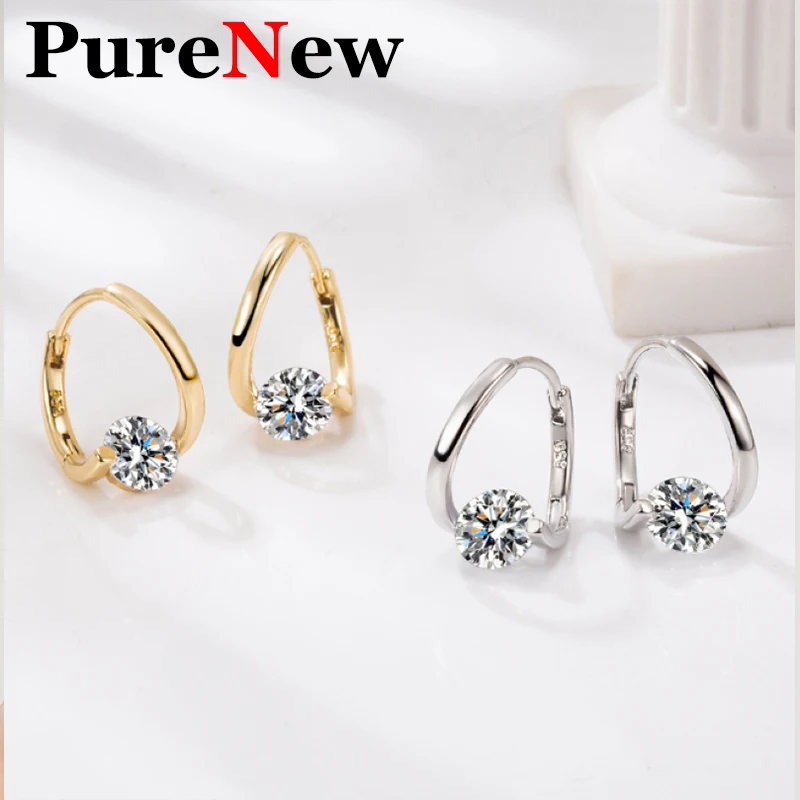 PureNew Модни обеци-карамфил с муассанитом и диамантени бижута за жени, оригинални обеци от сребро 925 проба, висококачествени дамски обеци с муассанитом . ' - ' . 0