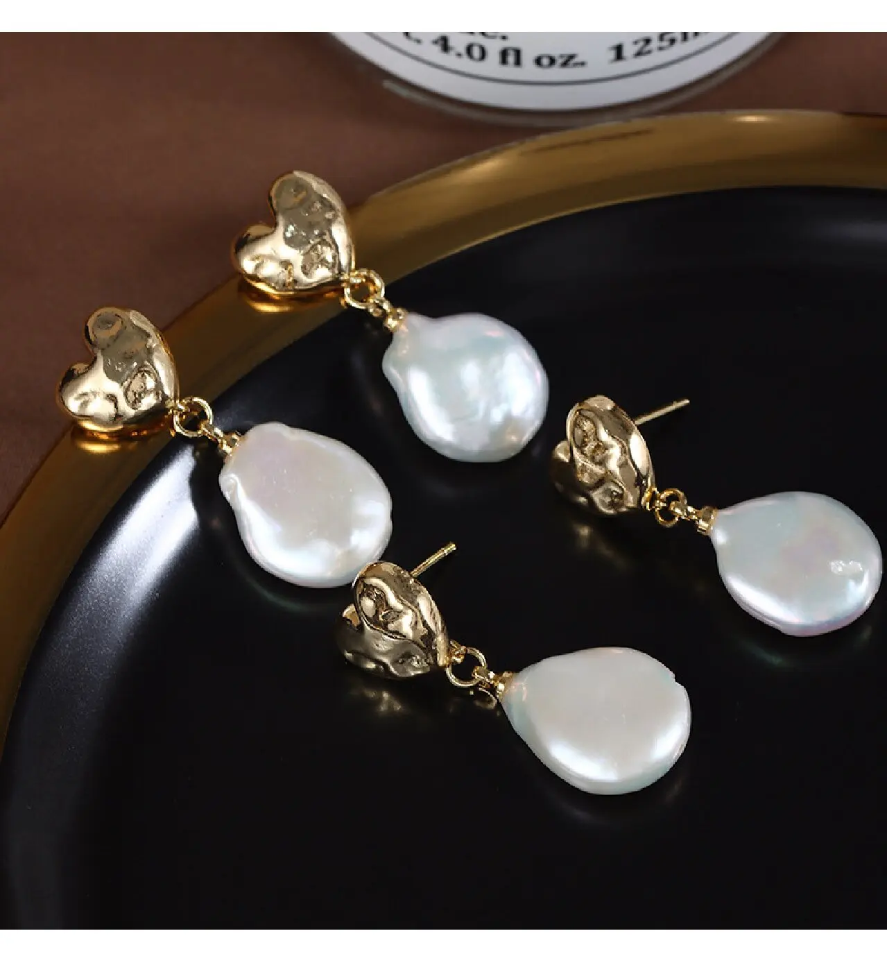 Обеци с естествен бял южноморским сладководните перли AAA в стил барок от сребро 925 проба Love is естествено light . ' - ' . 5