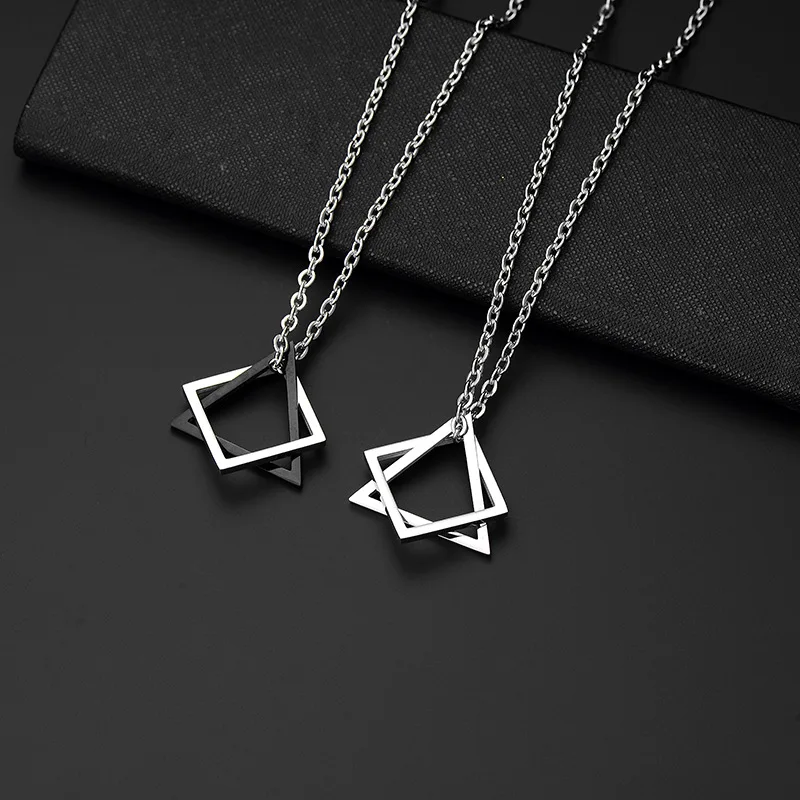 Геометричен Квадратен Триъгълни мъжки медальон за мъже от с сплав, съвременно, модерно улично колие с геометрична полагане . ' - ' . 0