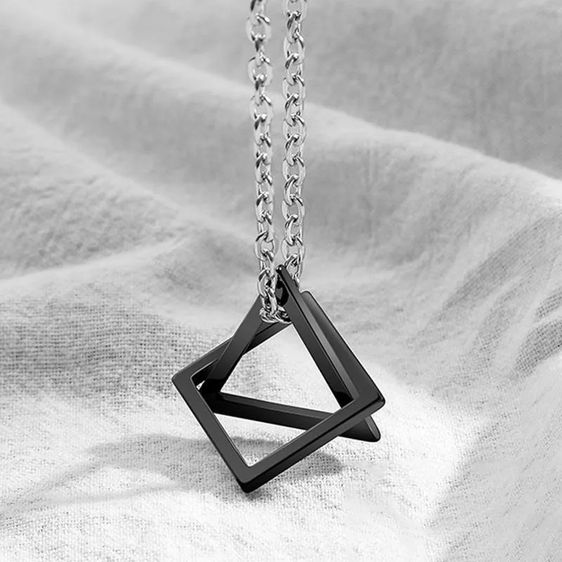 Геометричен Квадратен Триъгълни мъжки медальон за мъже от с сплав, съвременно, модерно улично колие с геометрична полагане . ' - ' . 2