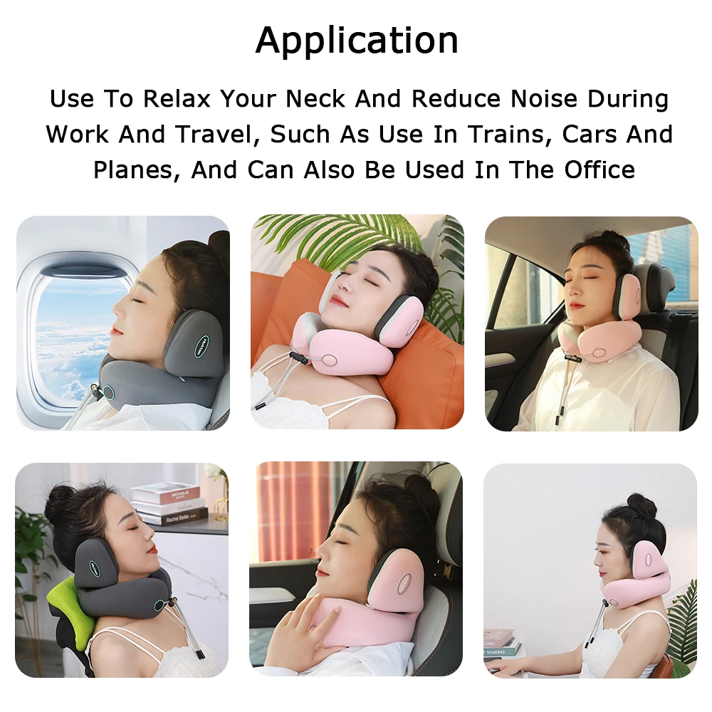 Персонални Мъжки възглавница за врата U-образна форма, изработени от памук, с ефект на памет Memory Foam за пътуване с автомобил и влак . ' - ' . 4
