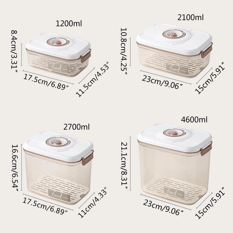 Кутия за вакуумно опаковчик на храните 1200/2100/2700/4600 мл за съхранение на плодове, за CA . ' - ' . 5